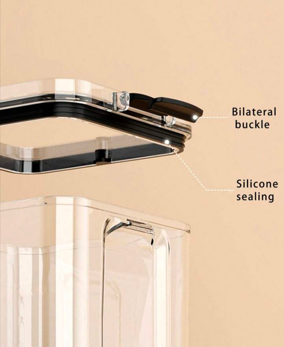 Premium Push Button Wall Mount Container, Save More Space on Kitchen Counter, Table, Drawer, Desk, Kitchen Storage Containers Air Tight, Transparent, Wall Mount 1200 ML,Pack of 4, Black