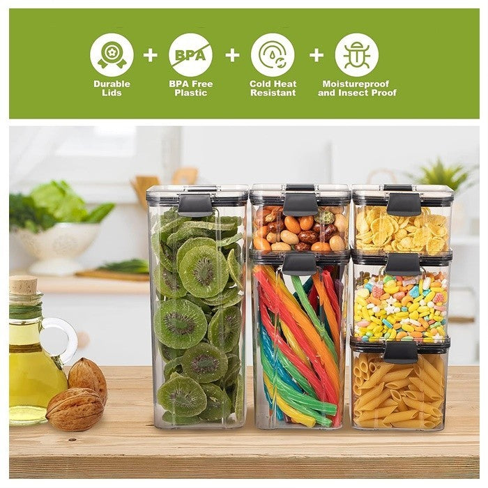 Premium Push Button Wall Mount Container, Save More Space on Kitchen Counter, Table, Drawer, Desk, Kitchen Storage Containers Air Tight, Transparent, Wall Mount 1200 ML,Pack of 4, Black