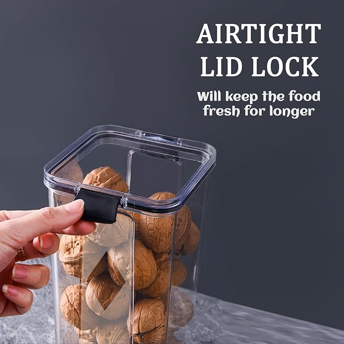 Premium Push Button Wall Mount Container, Save More Space on Kitchen Counter, Table, Drawer, Desk, Kitchen Storage Containers Air Tight, Transparent, Wall Mount 1200 ML,Pack of 4, Black