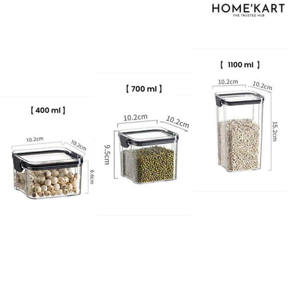 Premium Push Button Wall Mount Container, Save More Space on Kitchen Counter, Table, Drawer, Desk, Kitchen Storage Containers Air Tight, Transparent, Wall Mount 1200 ML,Pack of 4, Black